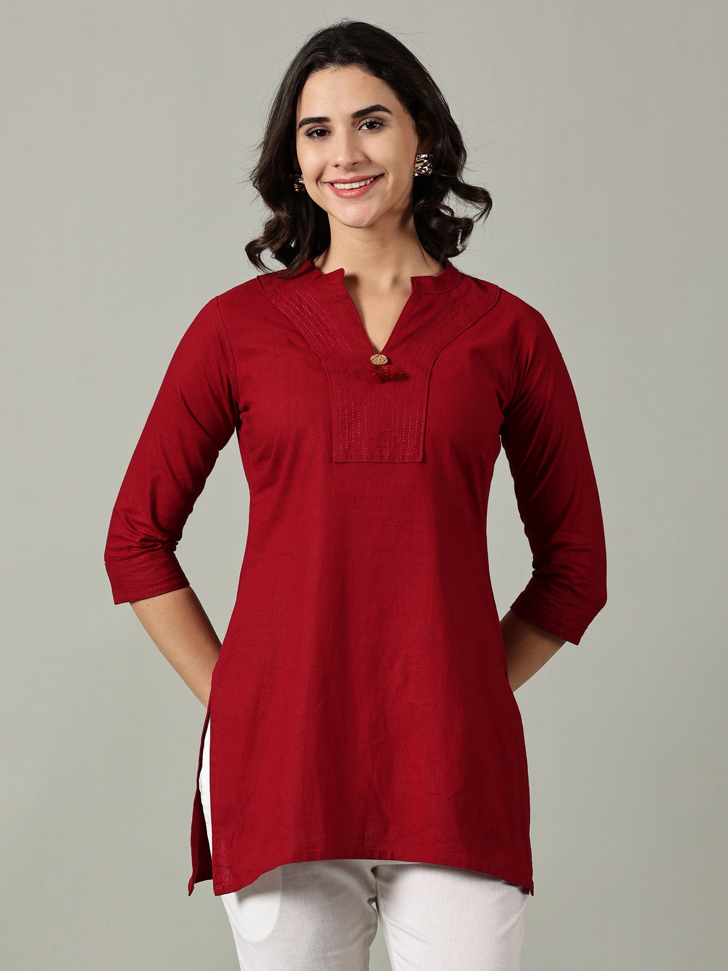 Maroon Short Cotton Kurti