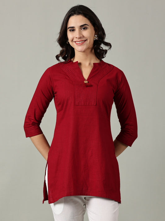 Maroon Short Cotton Kurti