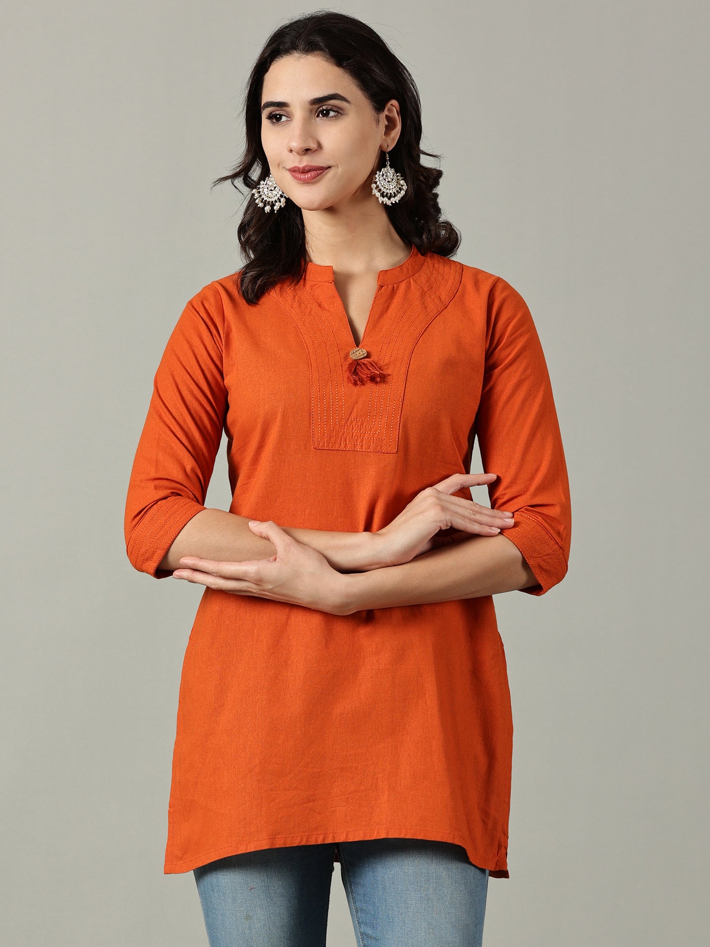Orange Short Cotton Kurti