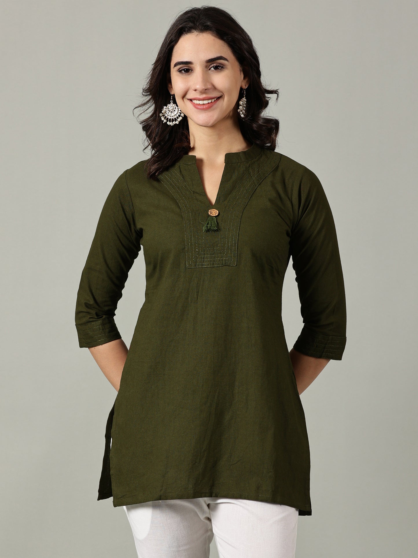 Olive Short Cotton Kurti