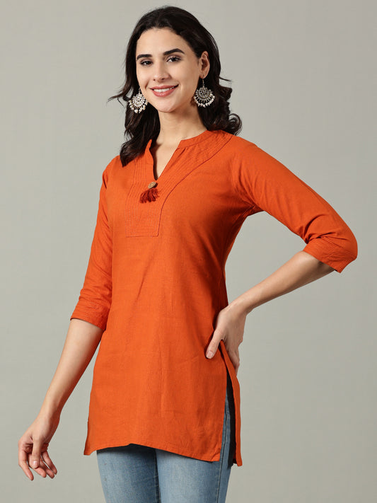 Orange Short Cotton Kurti
