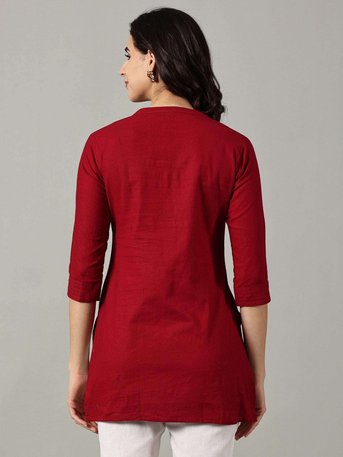 Maroon Short Cotton Kurti