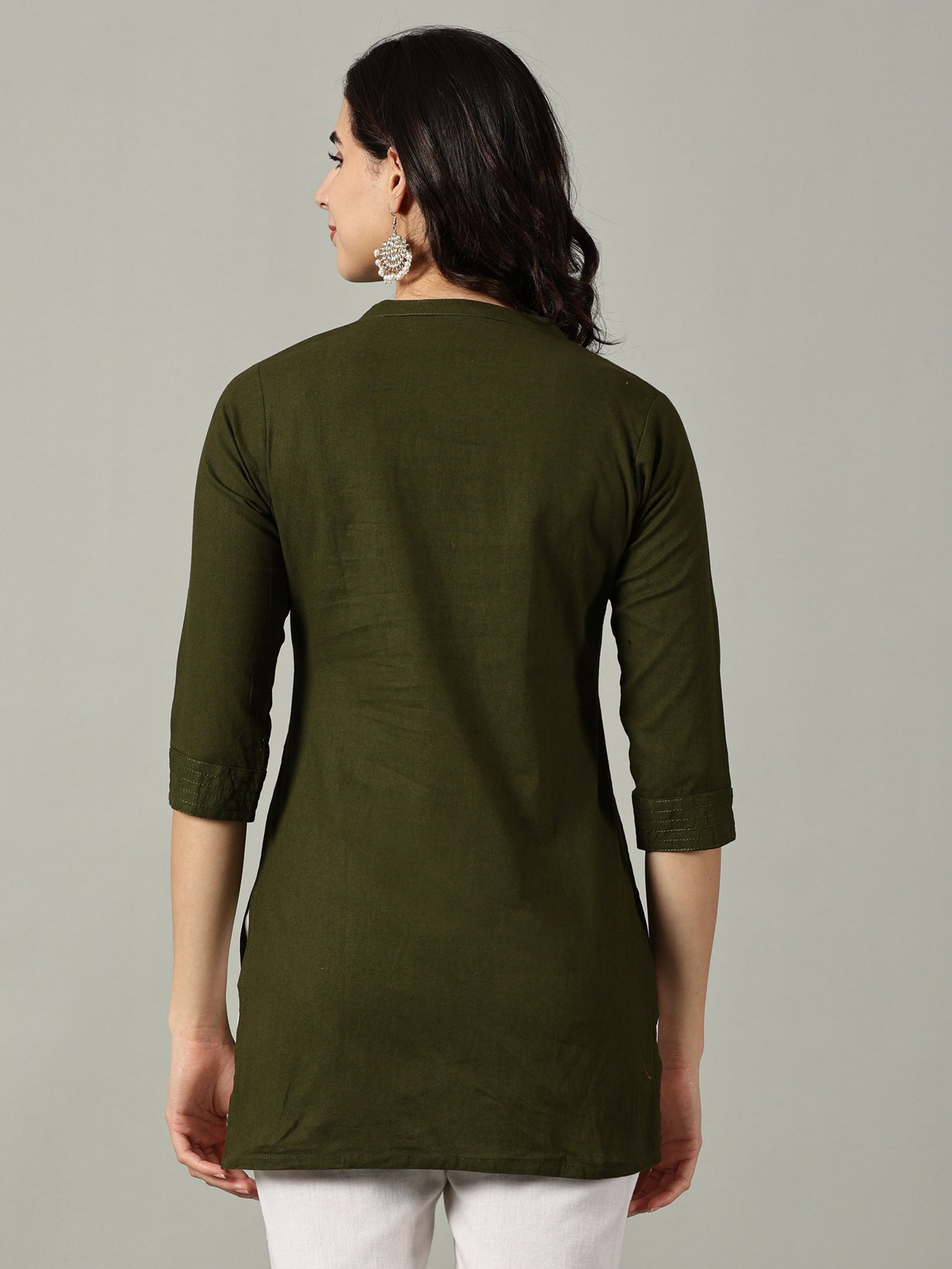 Olive Short Cotton Kurti