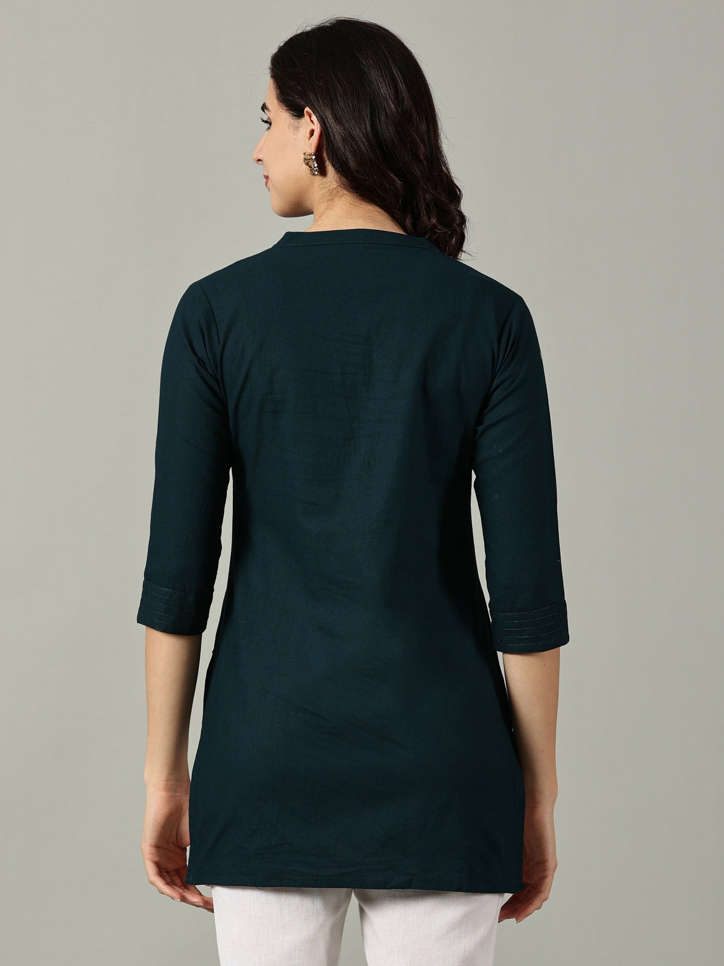 Dark Teal Short Cotton Kurti