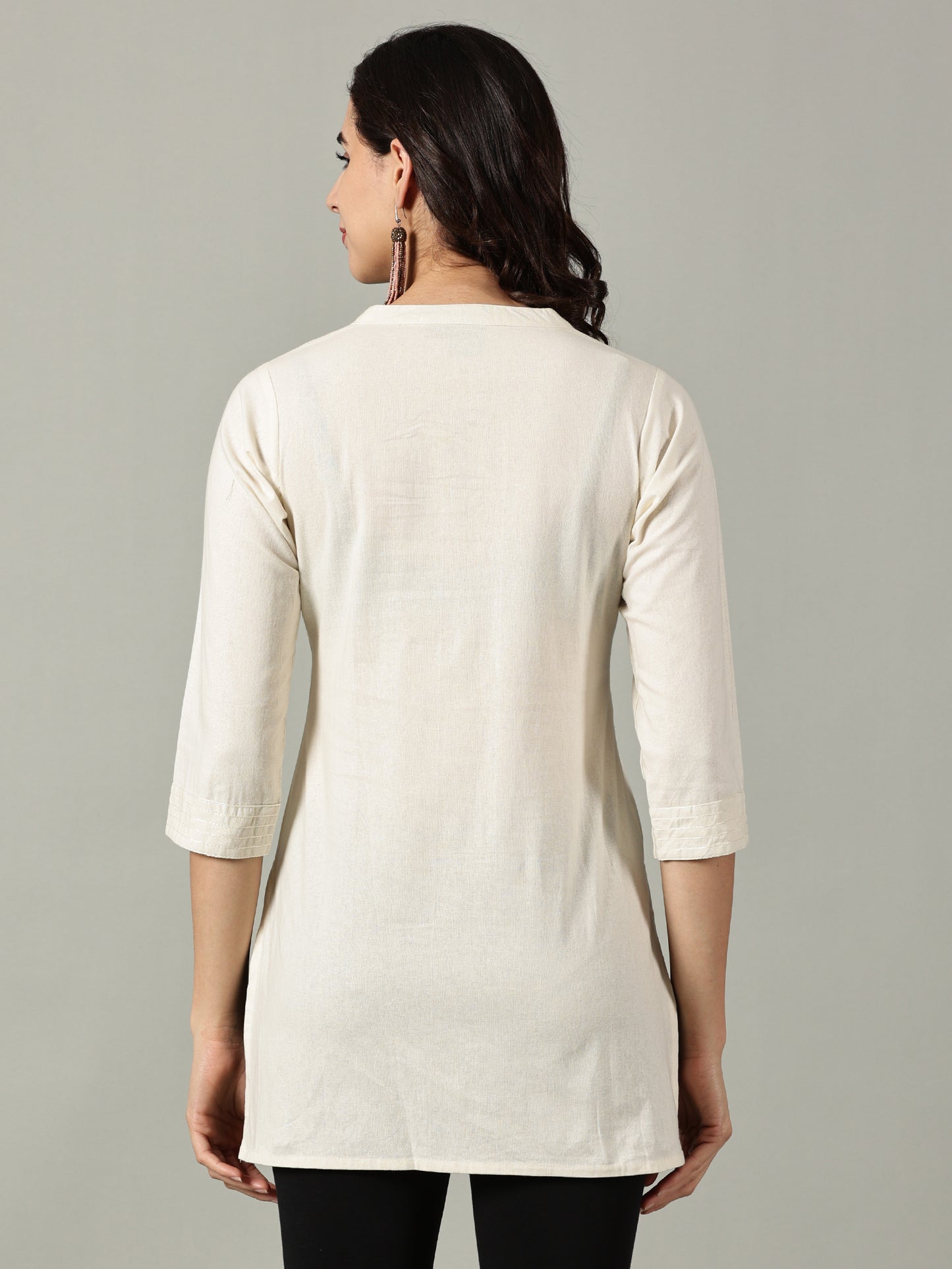 Cream Short Cotton Kurti