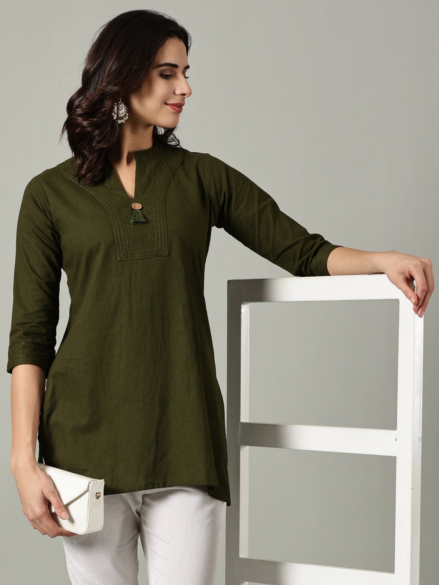 Olive Short Cotton Kurti