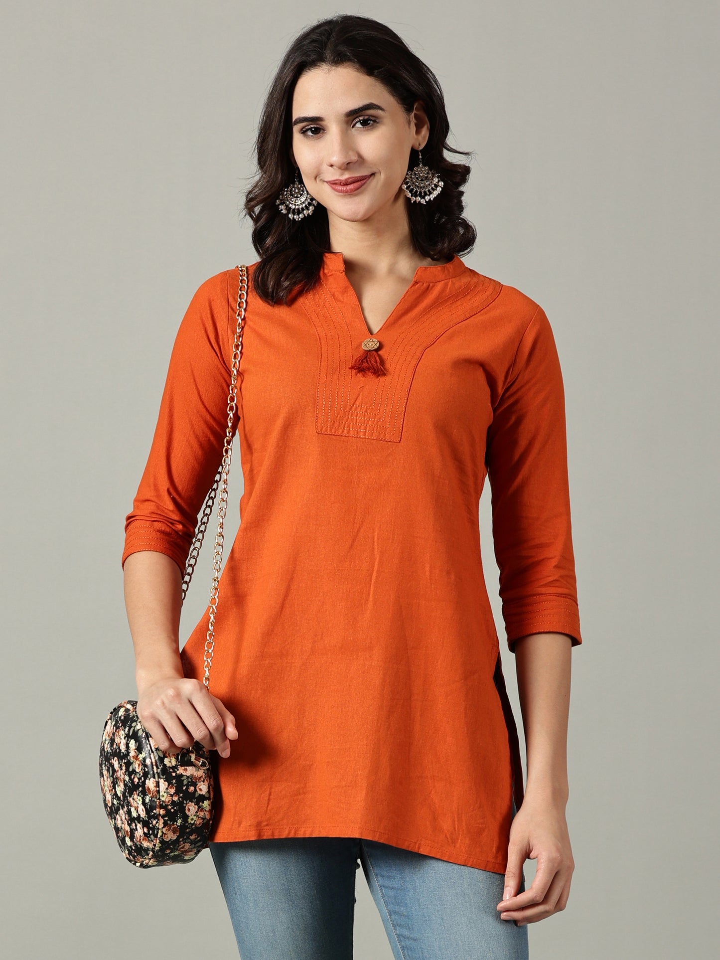 Orange Short Cotton Kurti