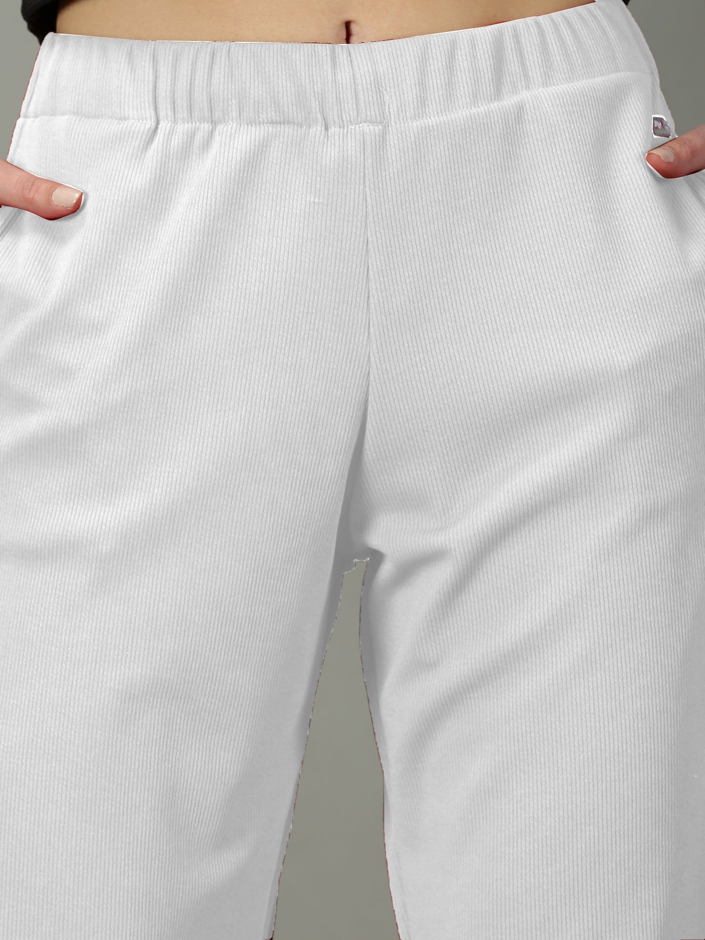 White Stretchable Culottes with Pockets