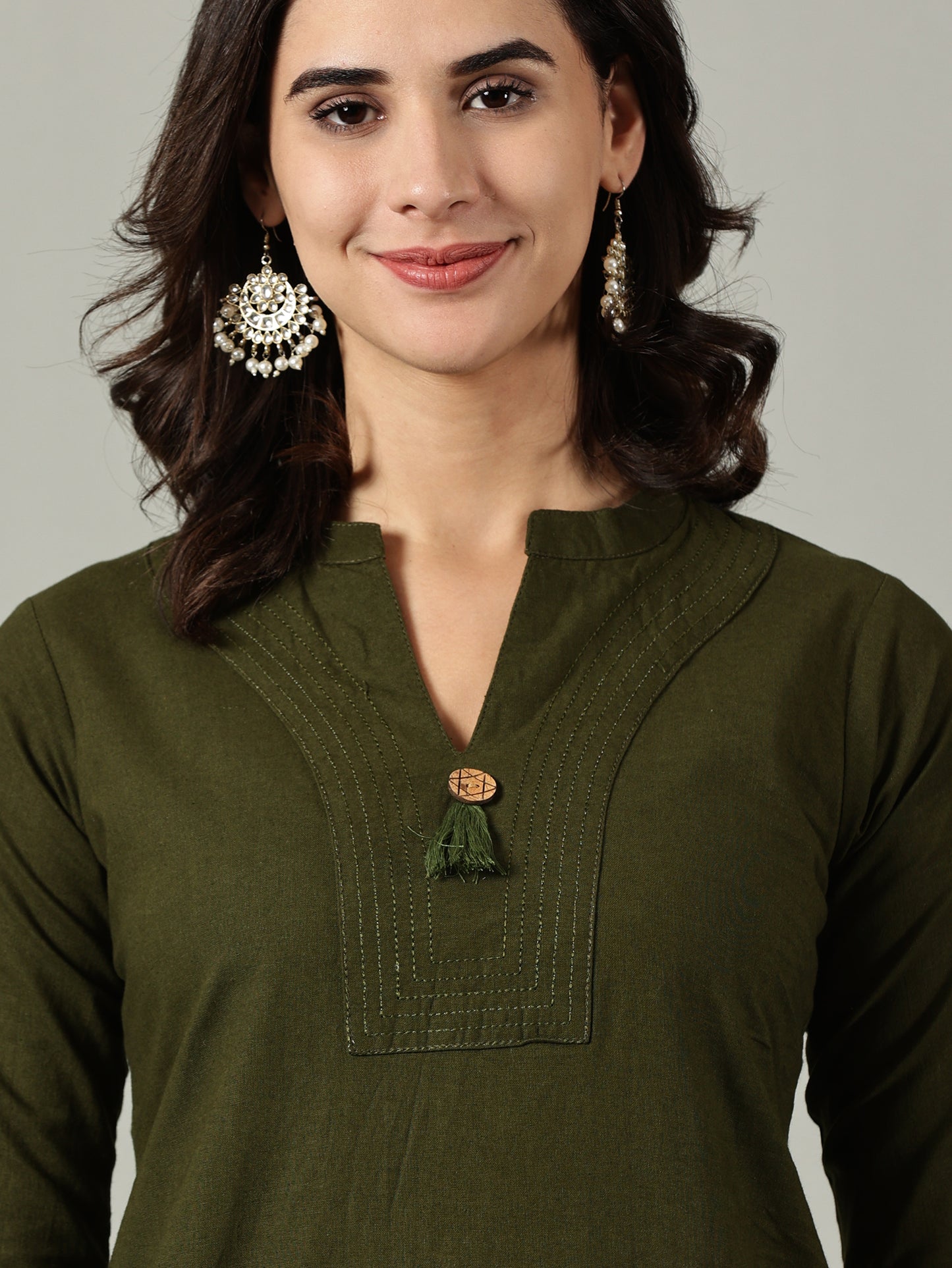 Olive Short Cotton Kurti