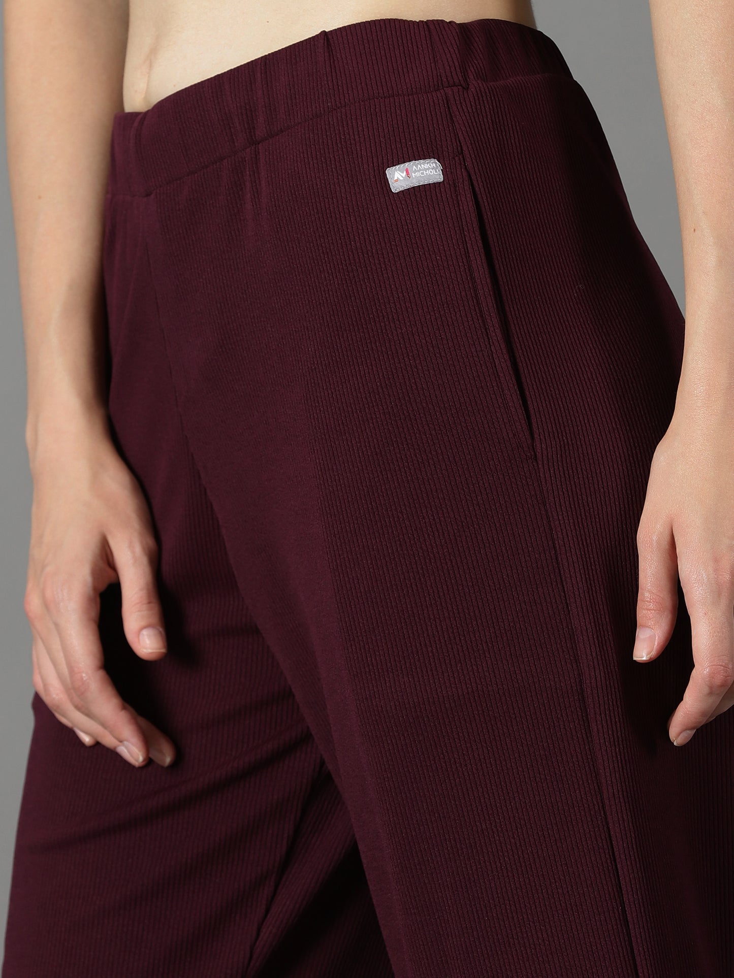 Wine Stretchable Culottes with Pockets