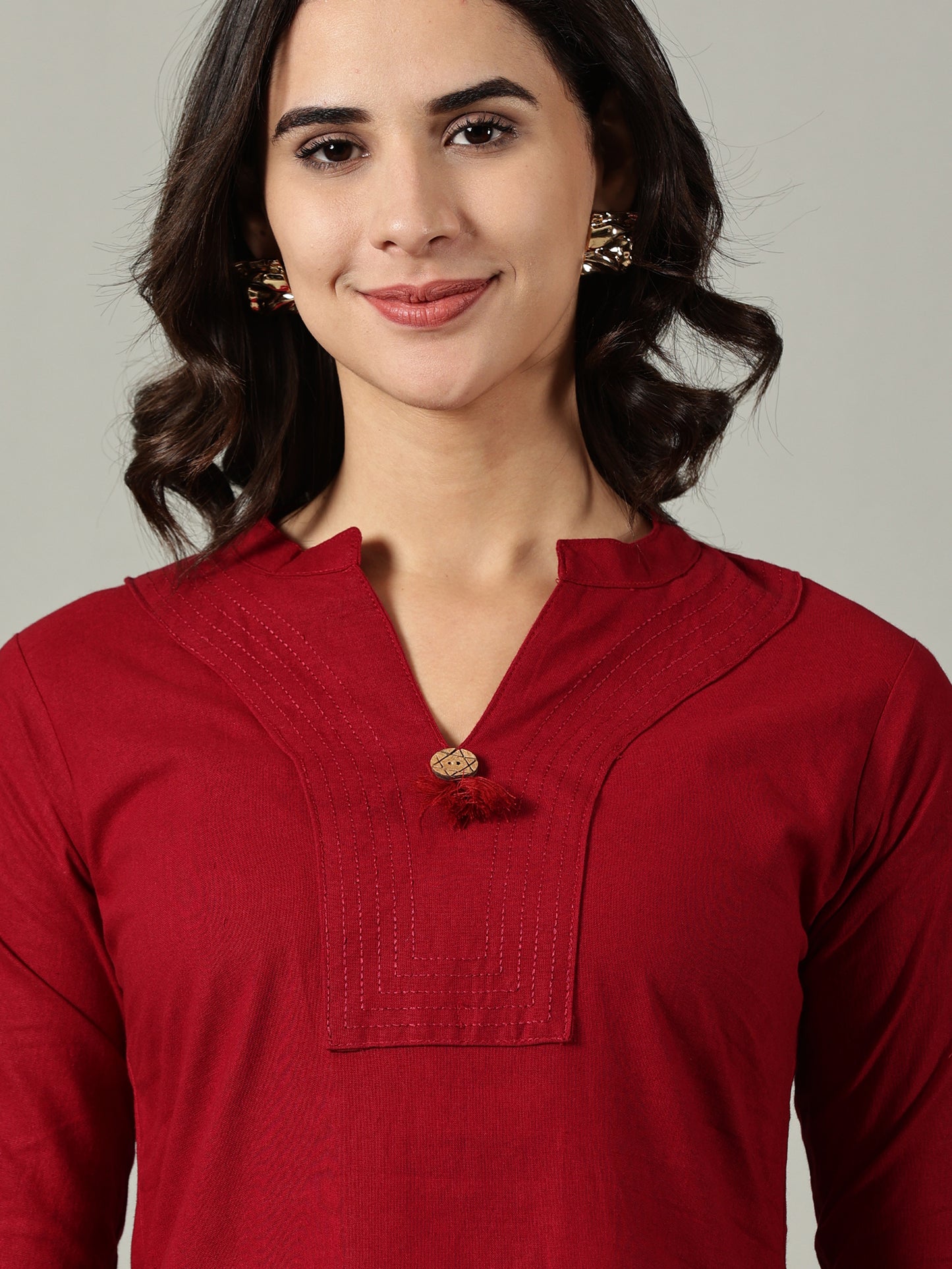 Maroon Short Cotton Kurti