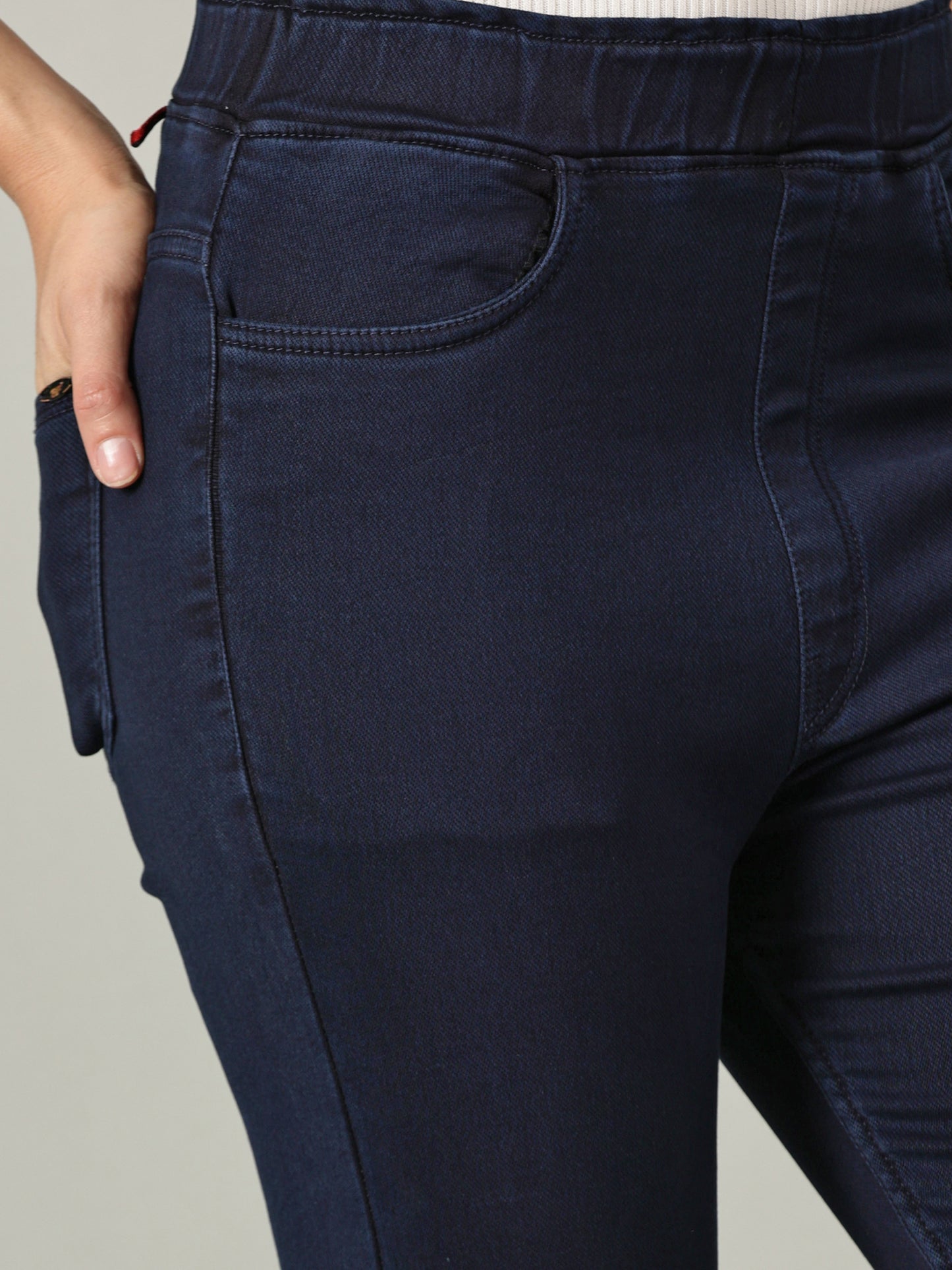 Navy Blue Denim Super Stretchable Jeggings (Skinny Fit)