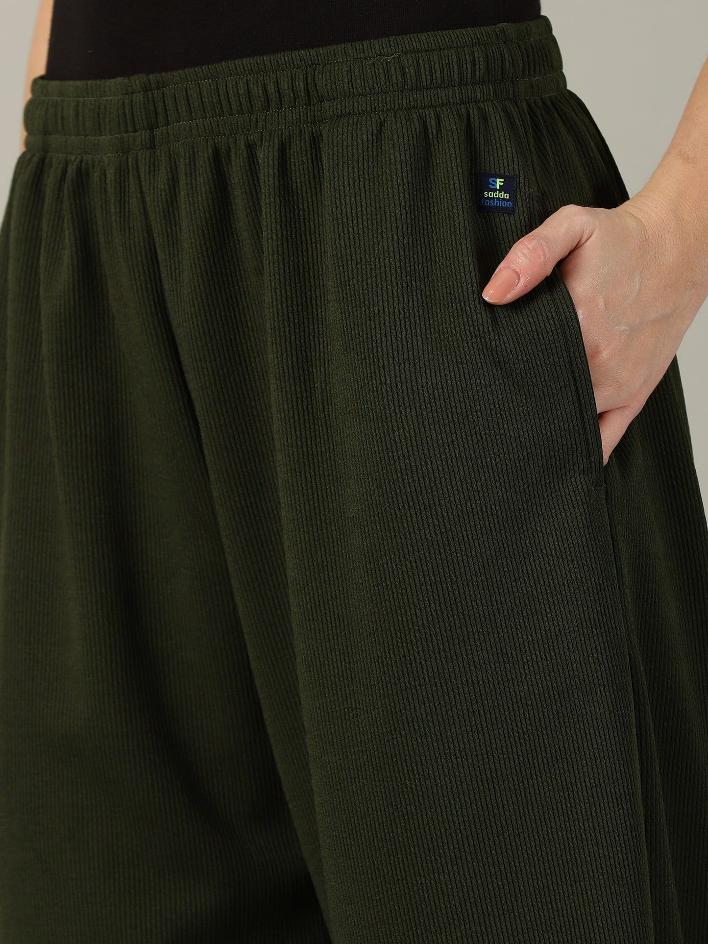 Olive Stretchable Culottes with Pockets