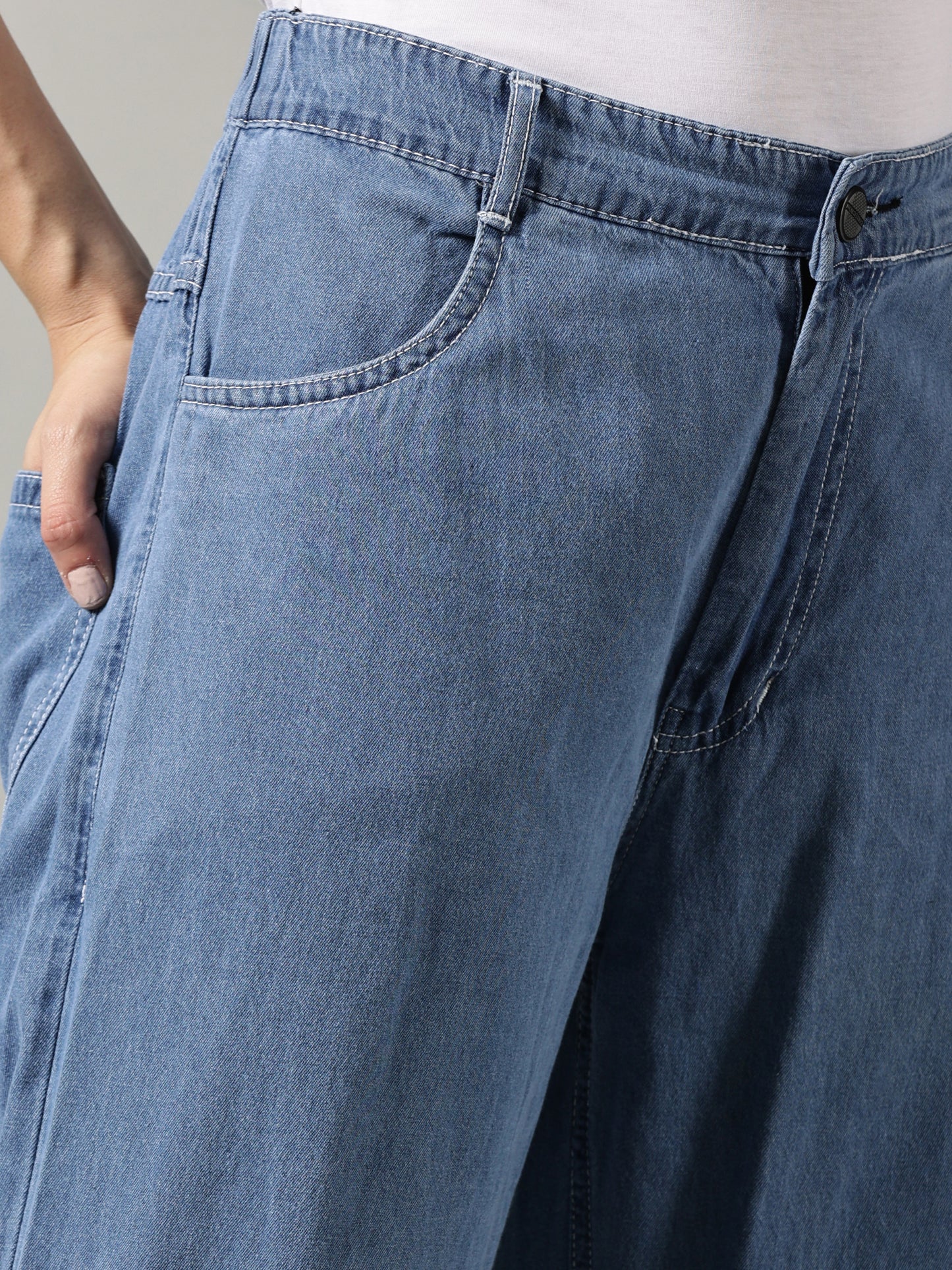 Sky Blue Wide Leg Jeans