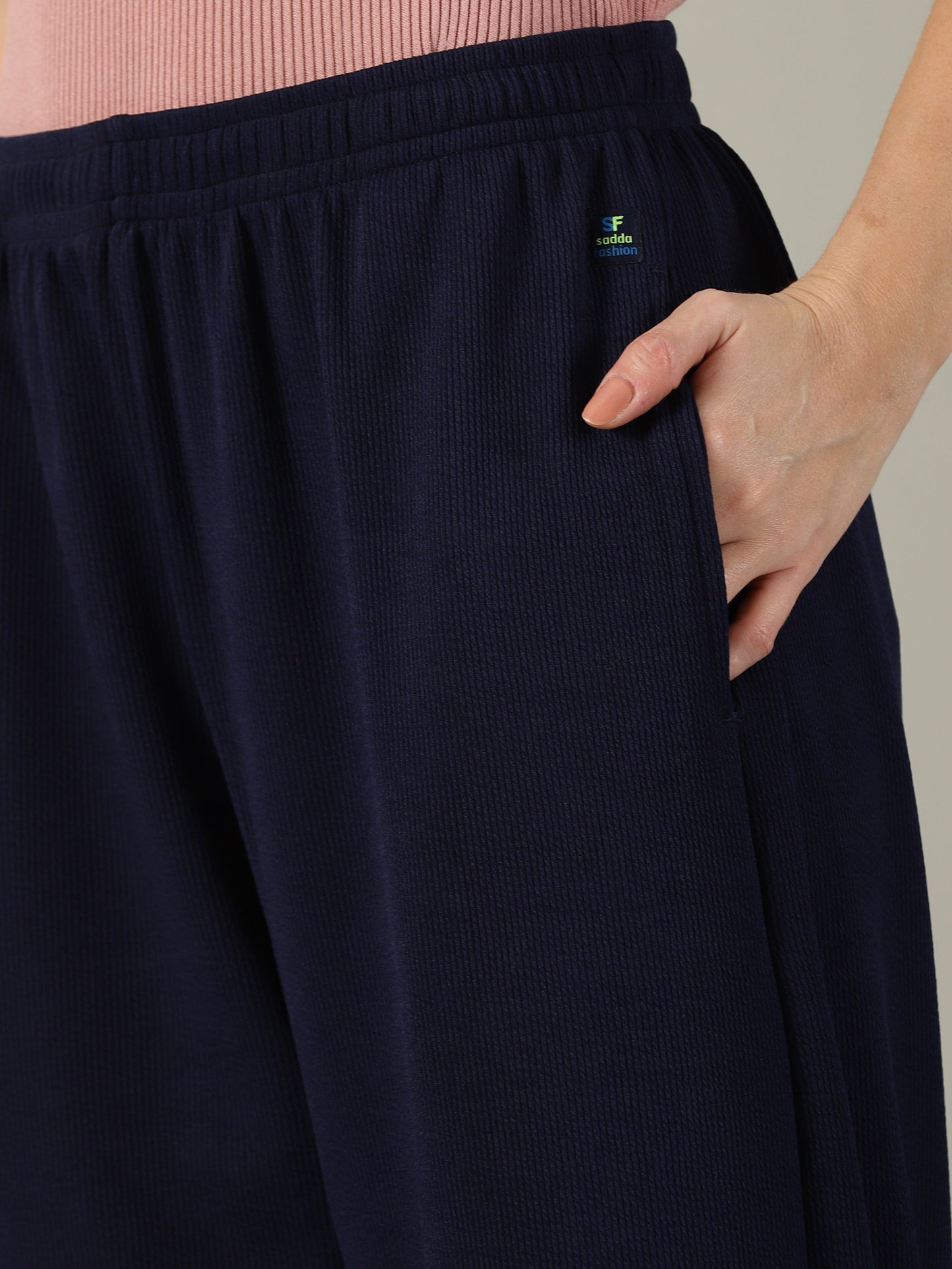 Navy Stretchable Culottes with Pockets