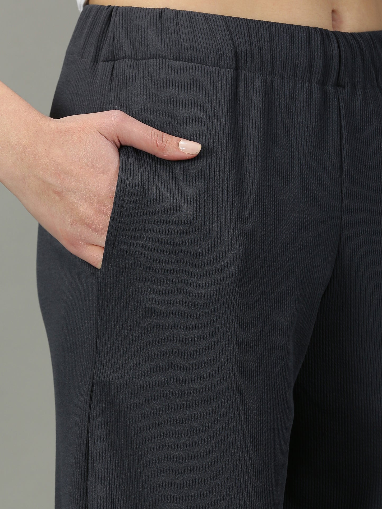 Dark Grey Stretchable Culottes with Pockets