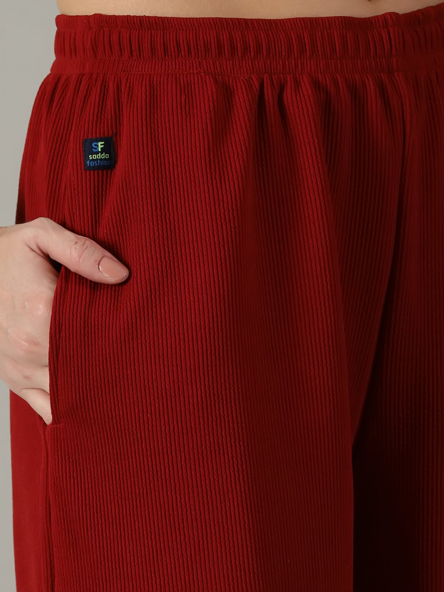 Maroon Stretchable Culottes with Pockets