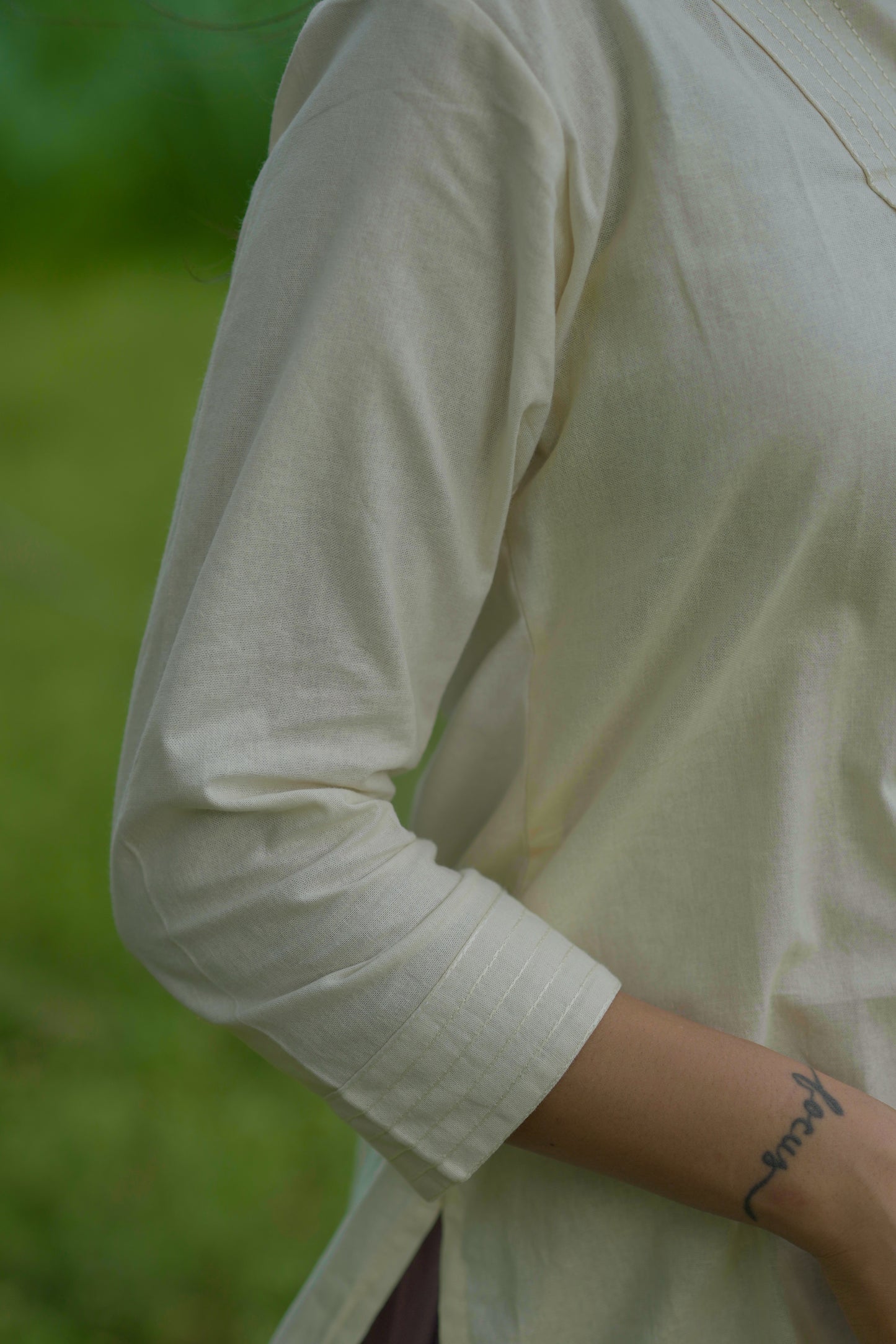 Cream Short Cotton Kurti