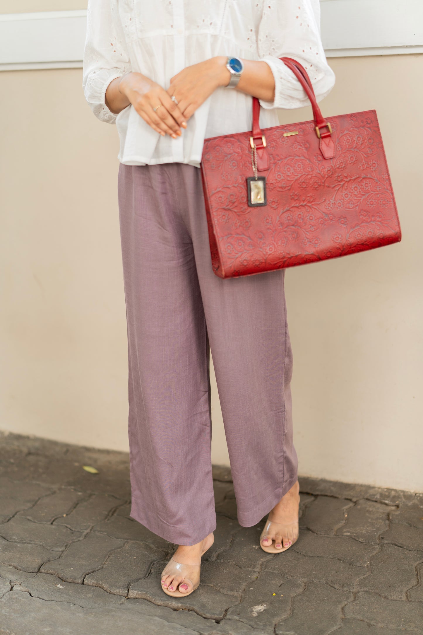 Lavender Solid Slub Palazzos
