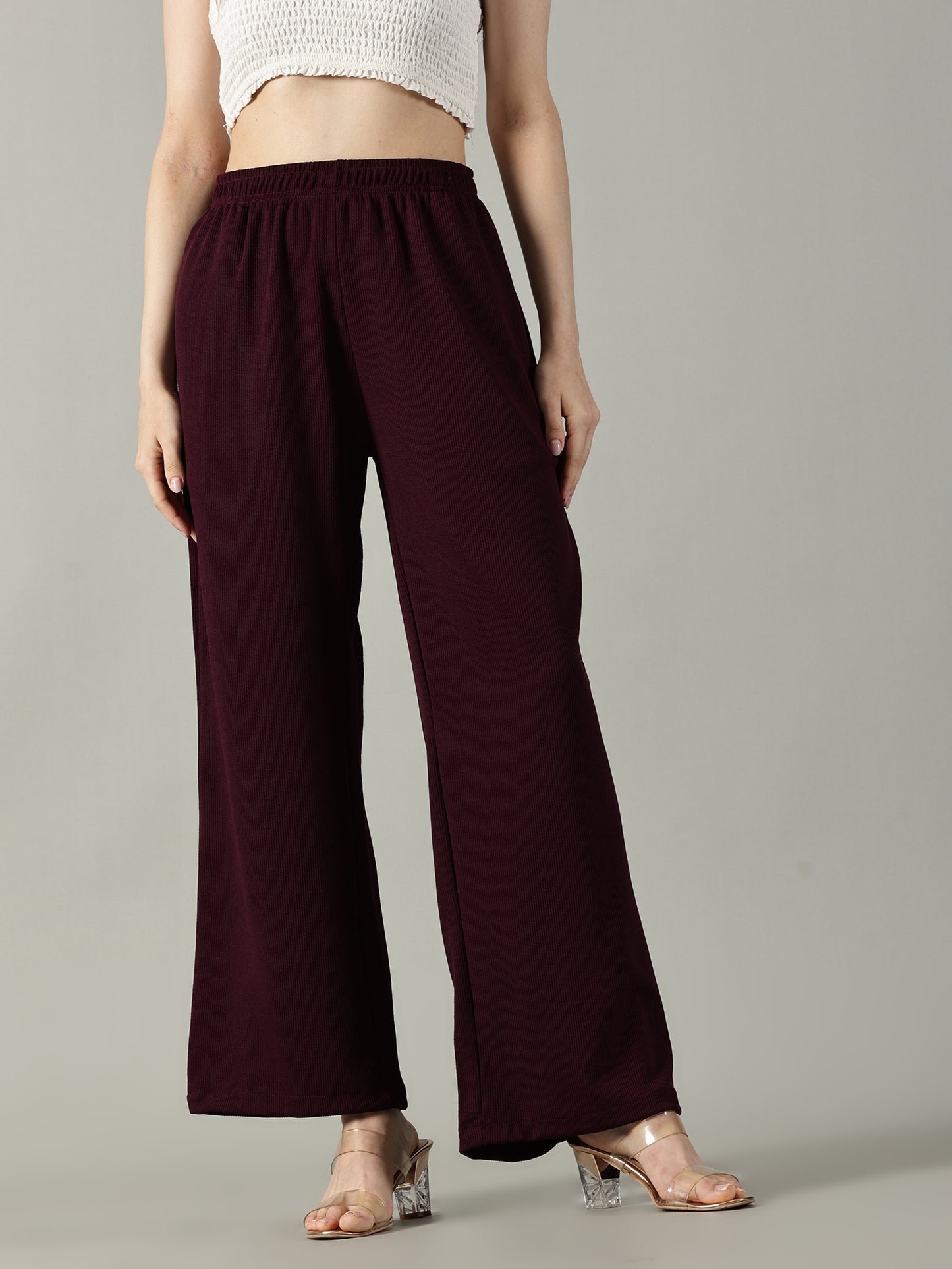 Wine Stretchable Culottes with Pockets