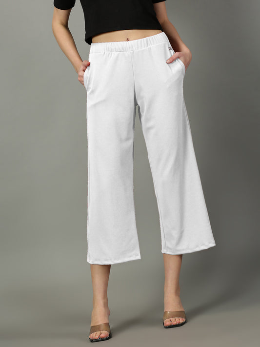 White Stretchable Culottes with Pockets