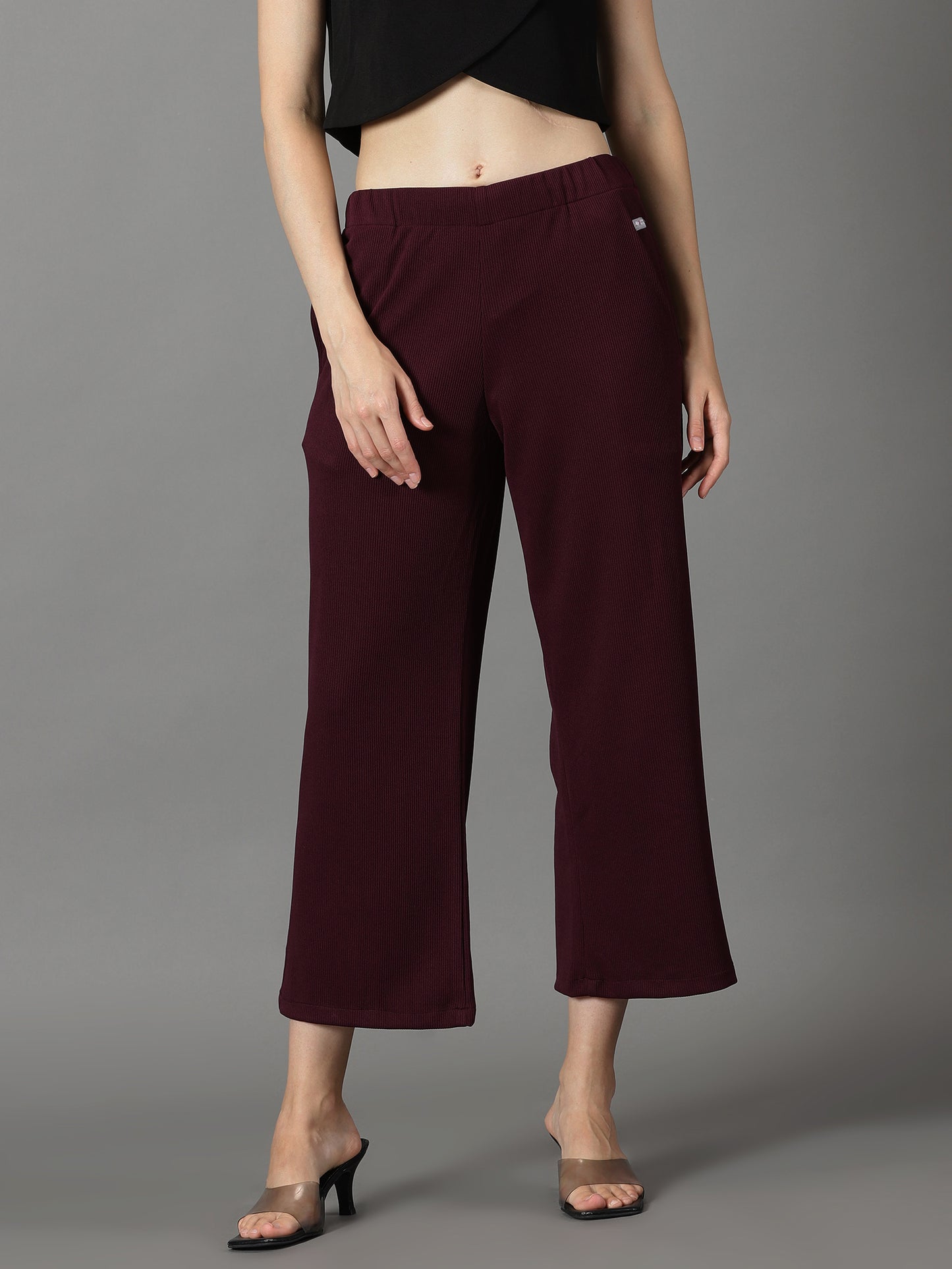 Wine Stretchable Culottes with Pockets