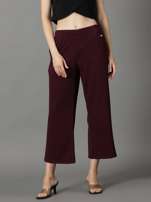 Wine Stretchable Culottes with Pockets