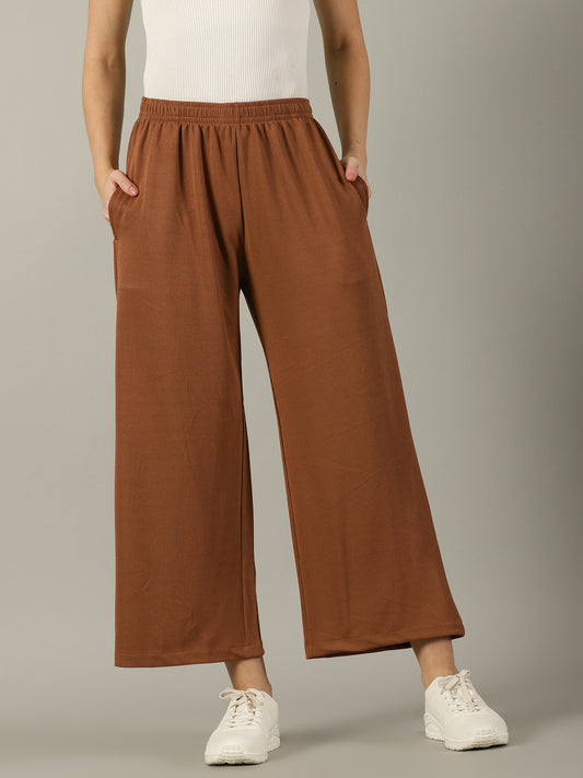 Light Brown Stretchable Culottes with Pockets