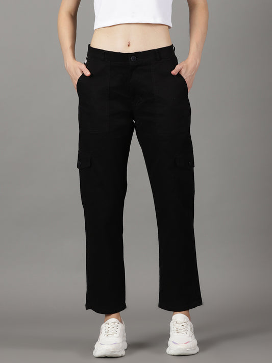 Black Cotton 6 Pocket Cargo Pants