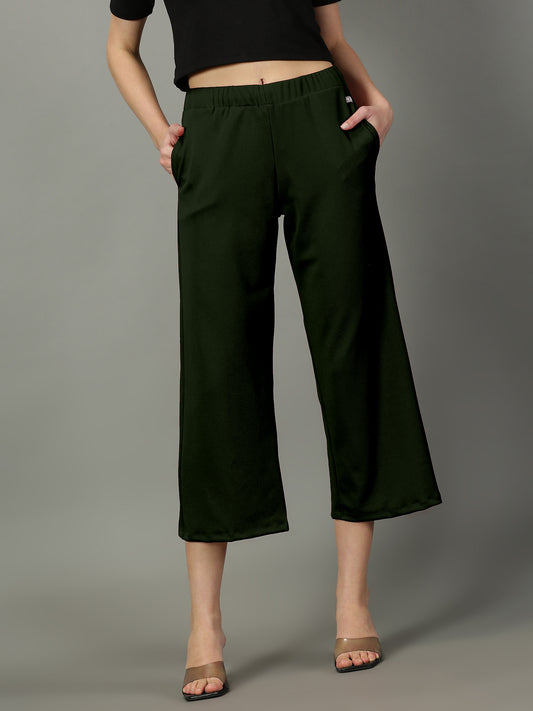 Olive Stretchable Culottes with Pockets