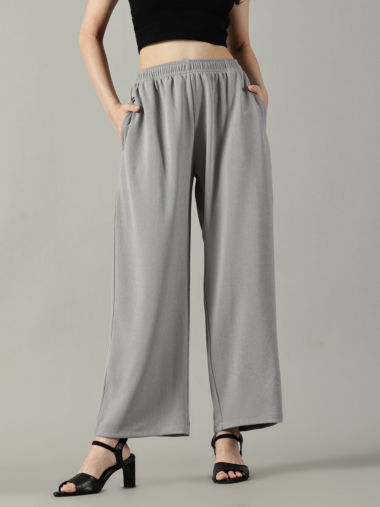 Light Grey Stretchable Culottes with Pockets