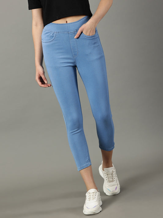 Sky Blue Denim Super Stretchable Jeggings (Skinny Fit)