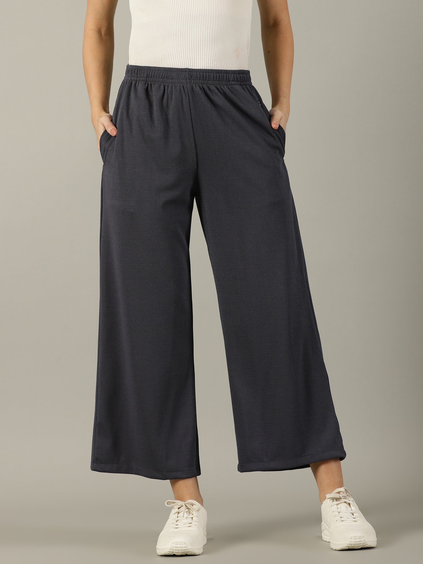Dark Grey Stretchable Culottes with Pockets