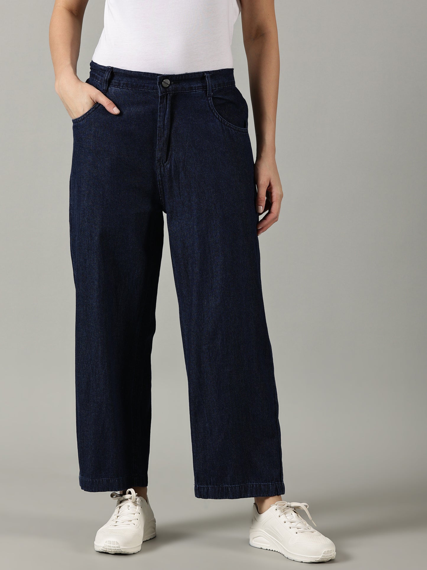 Denim Blue Wide Leg Jeans