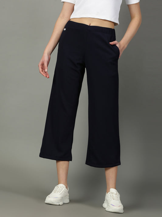 Navy Stretchable Culottes with Pockets