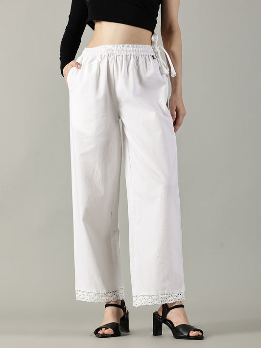 White Cotton Crochet Palazzo