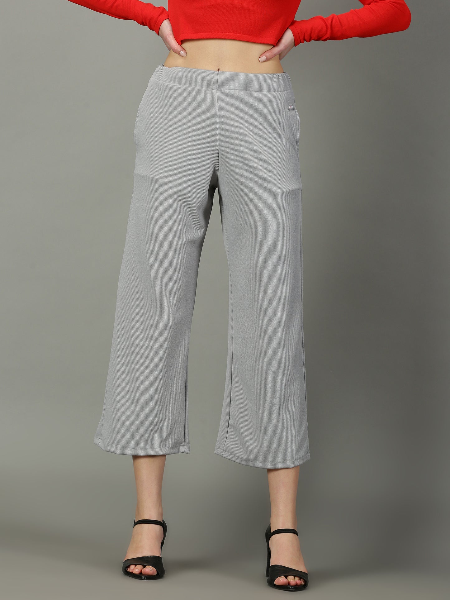 Light Grey Stretchable Culottes with Pockets