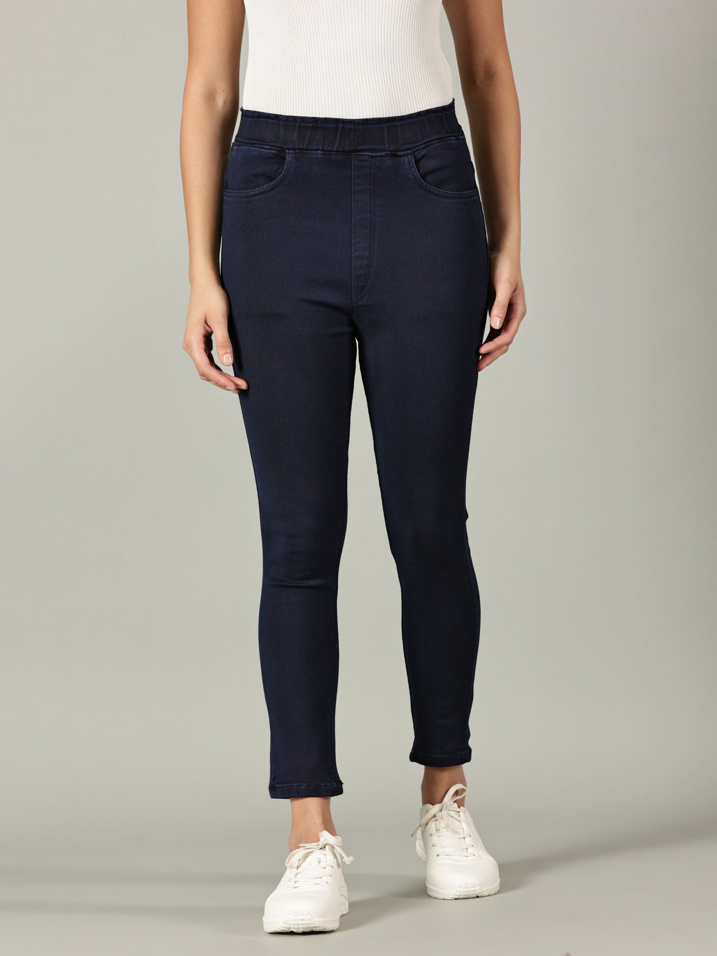 Navy Blue Denim Super Stretchable Jeggings (Skinny Fit)