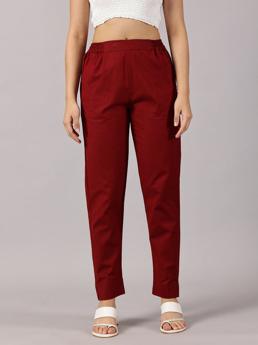 Maroon Comfy Cotton Pants