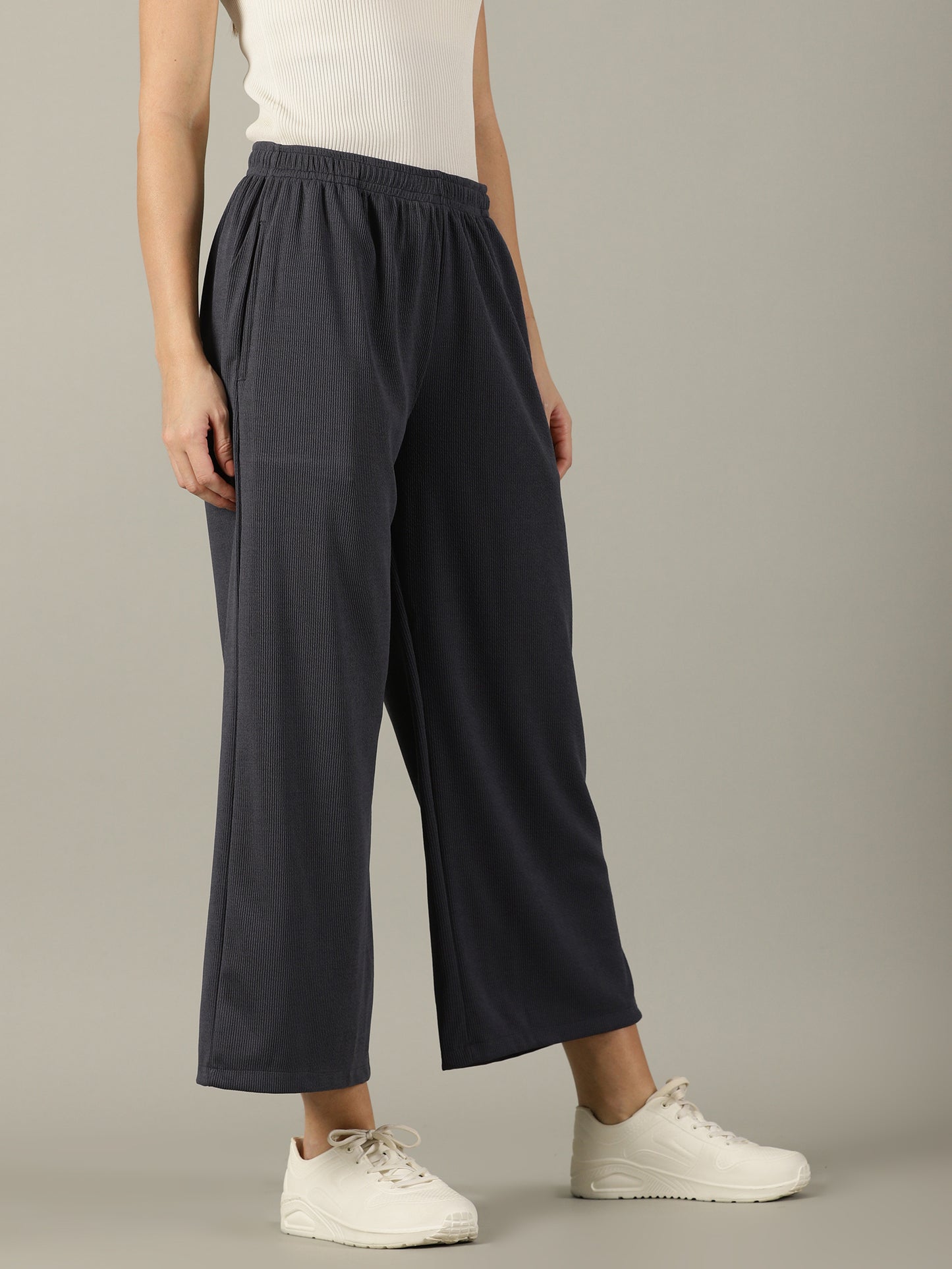 Dark Grey Stretchable Culottes with Pockets