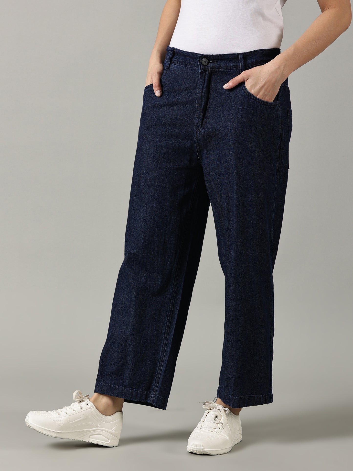 Denim Blue Wide Leg Jeans