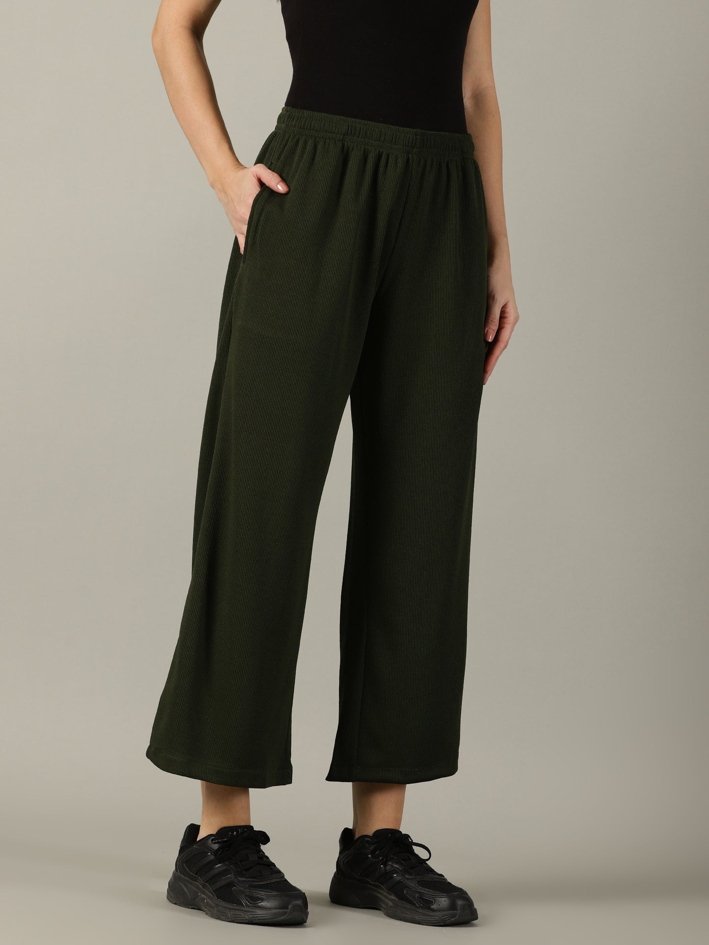 Olive Stretchable Culottes with Pockets