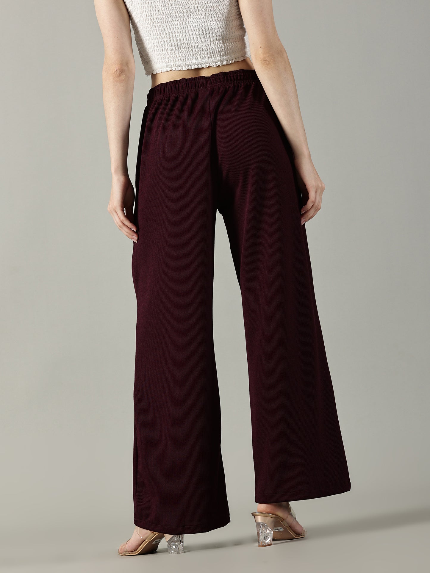 Wine Stretchable Culottes with Pockets