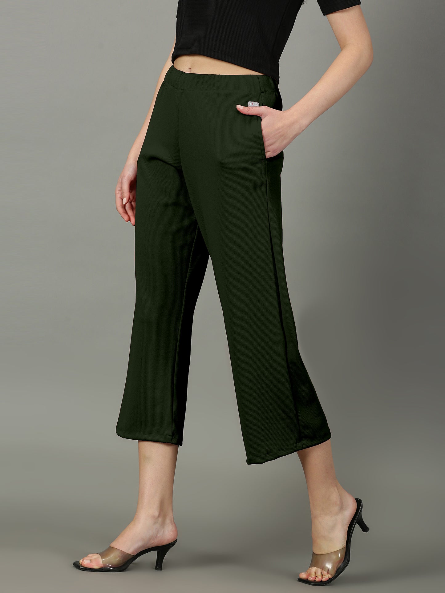 Olive Stretchable Culottes with Pockets