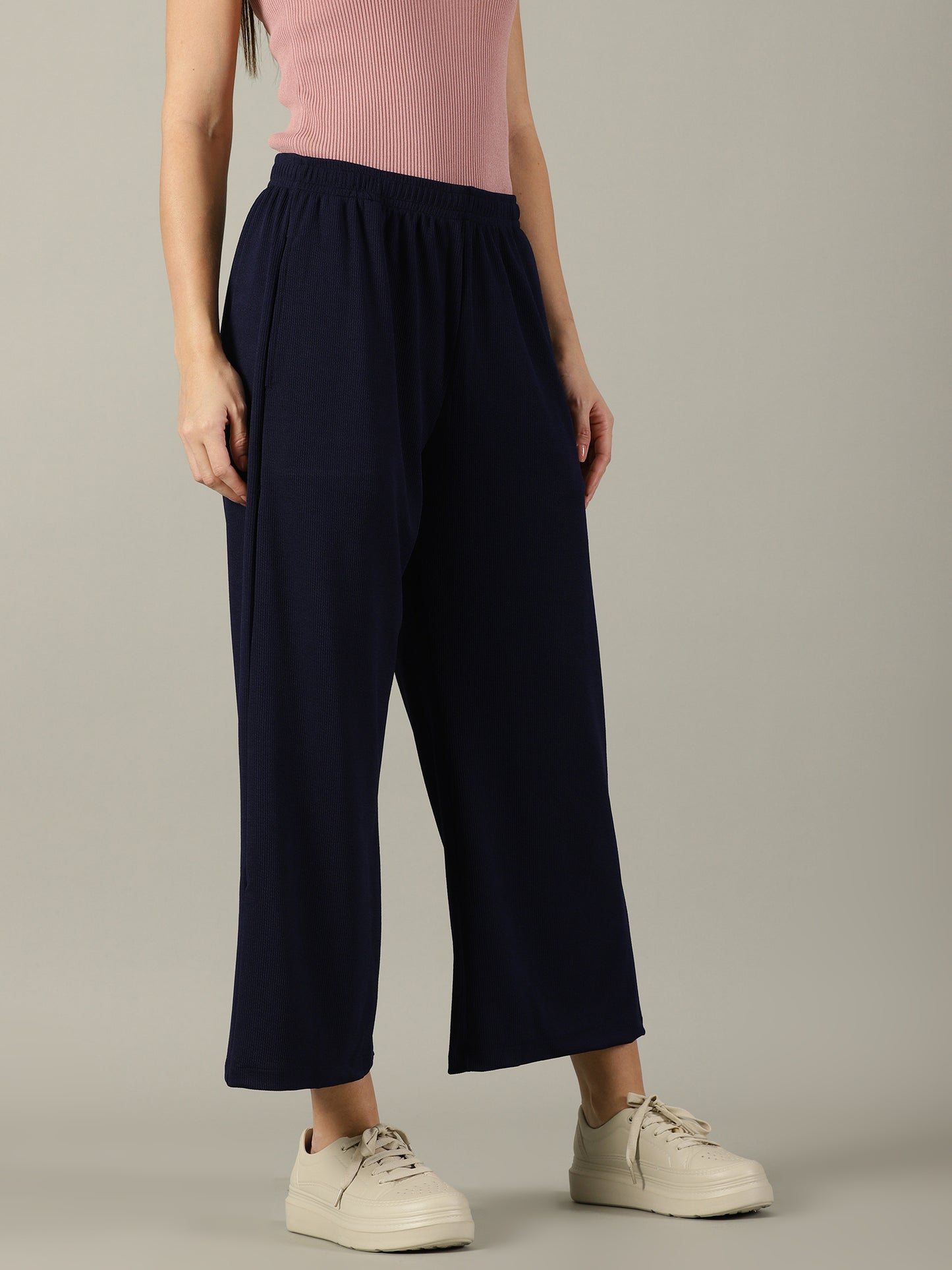 Navy Stretchable Culottes with Pockets