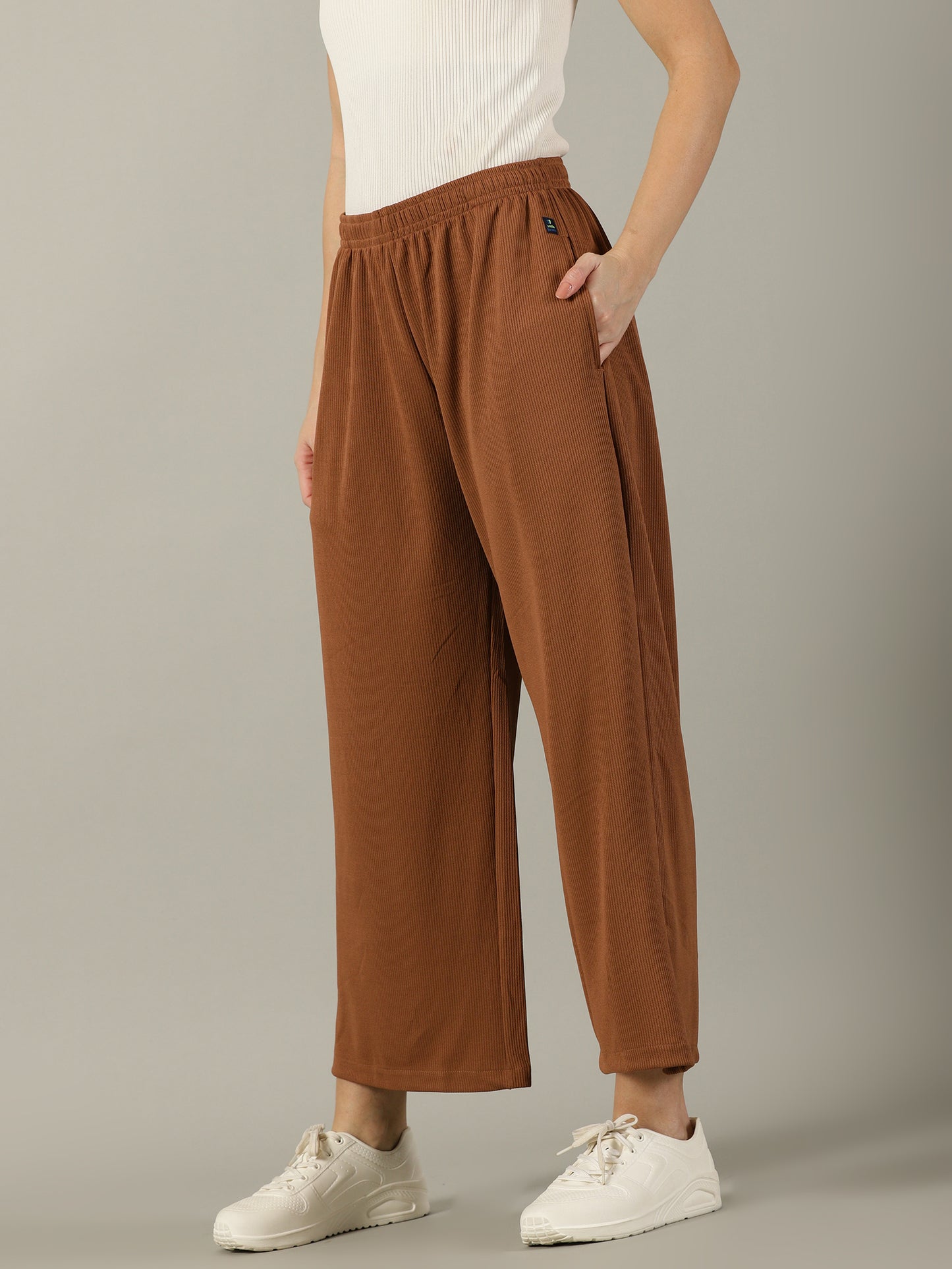 Light Brown Stretchable Culottes with Pockets