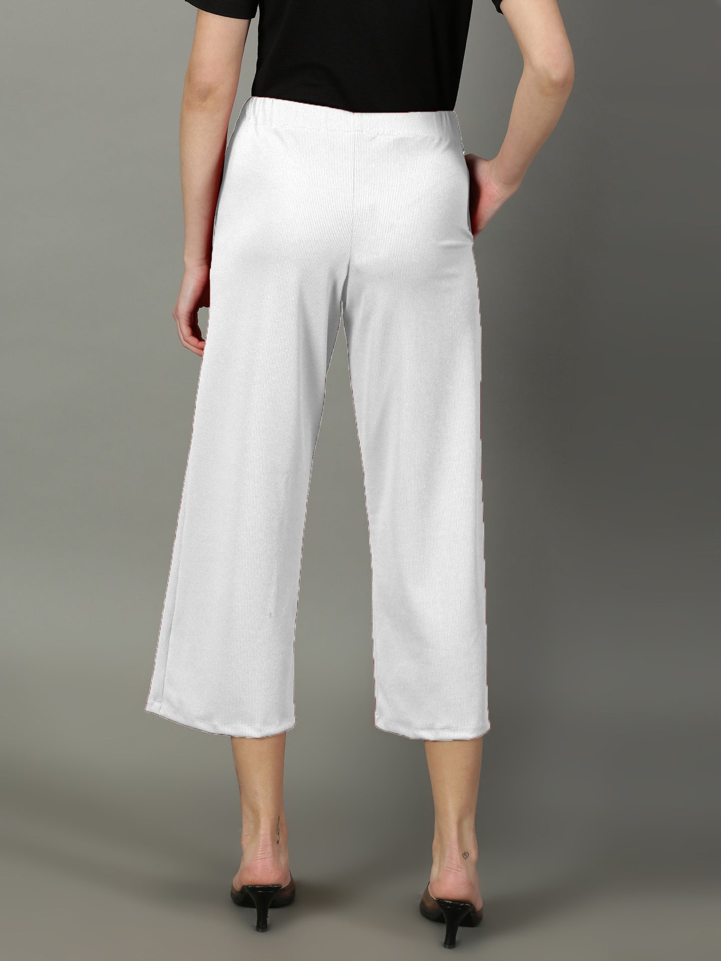 White Stretchable Culottes with Pockets