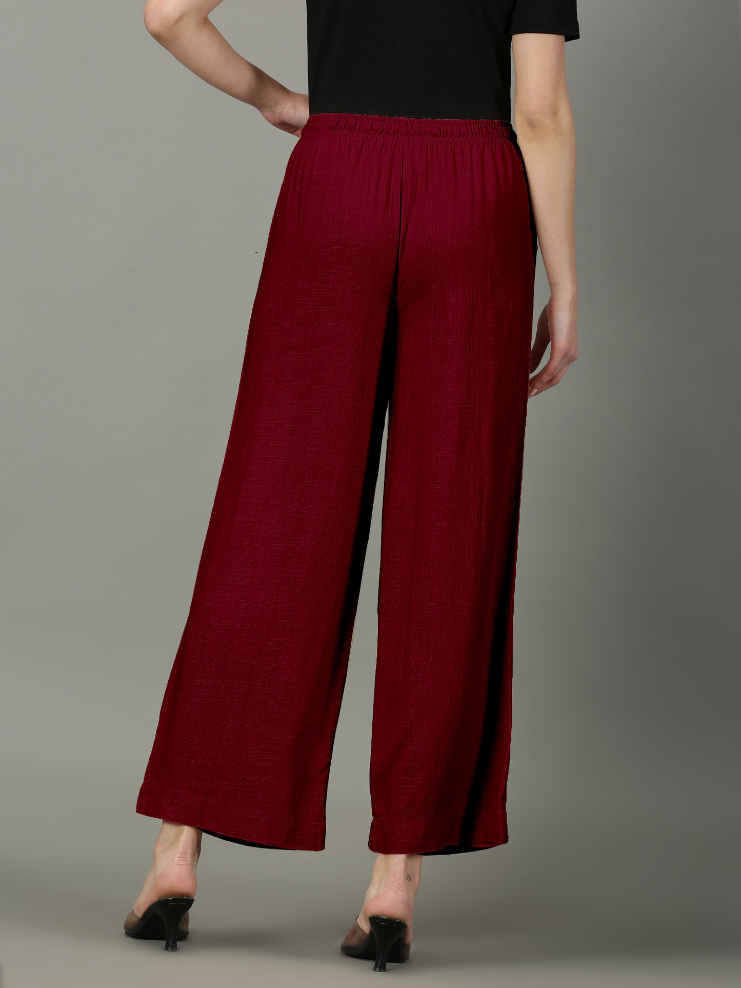 Maroon Solid Slub Palazzos