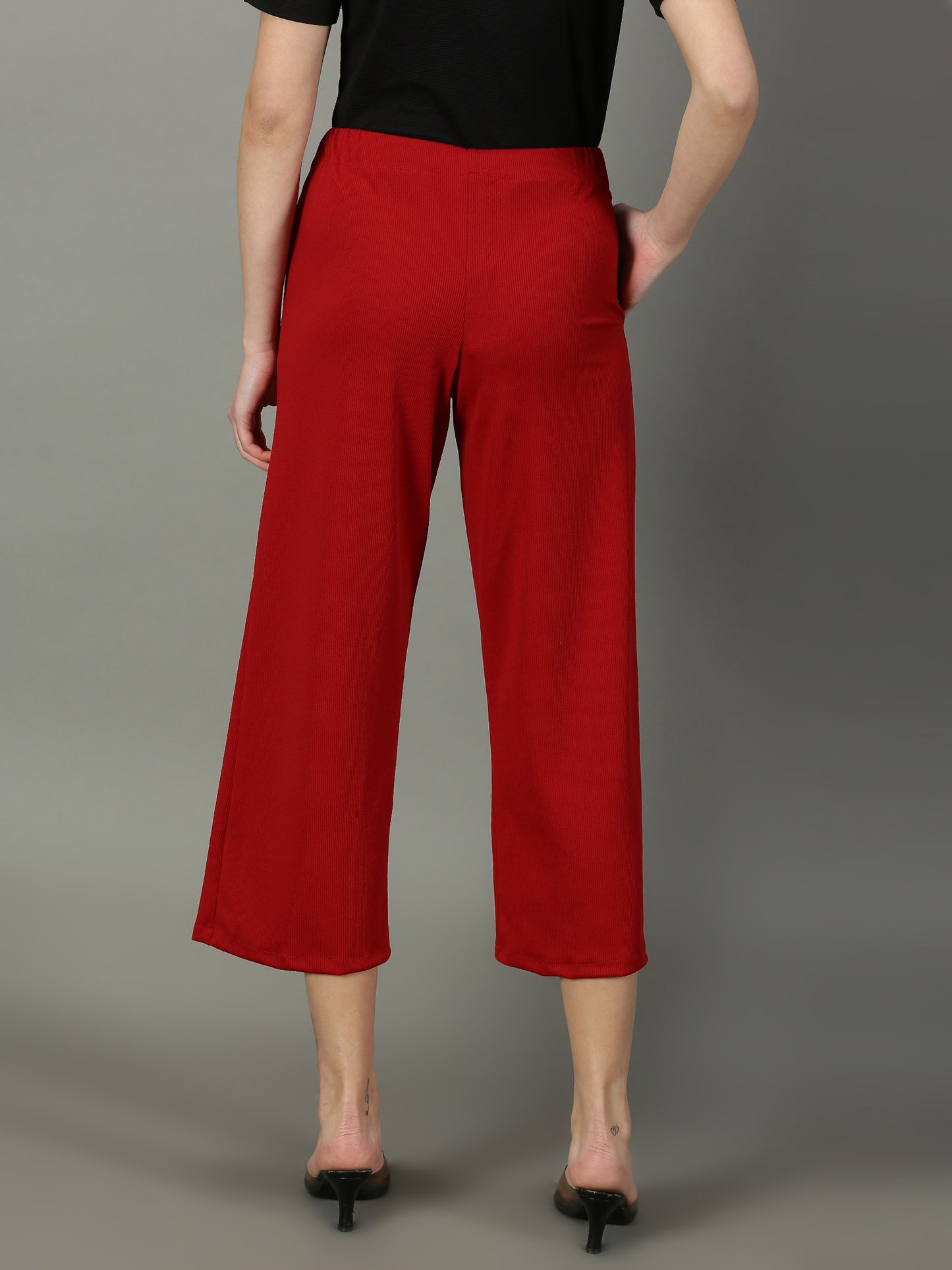 Maroon Stretchable Culottes with Pockets