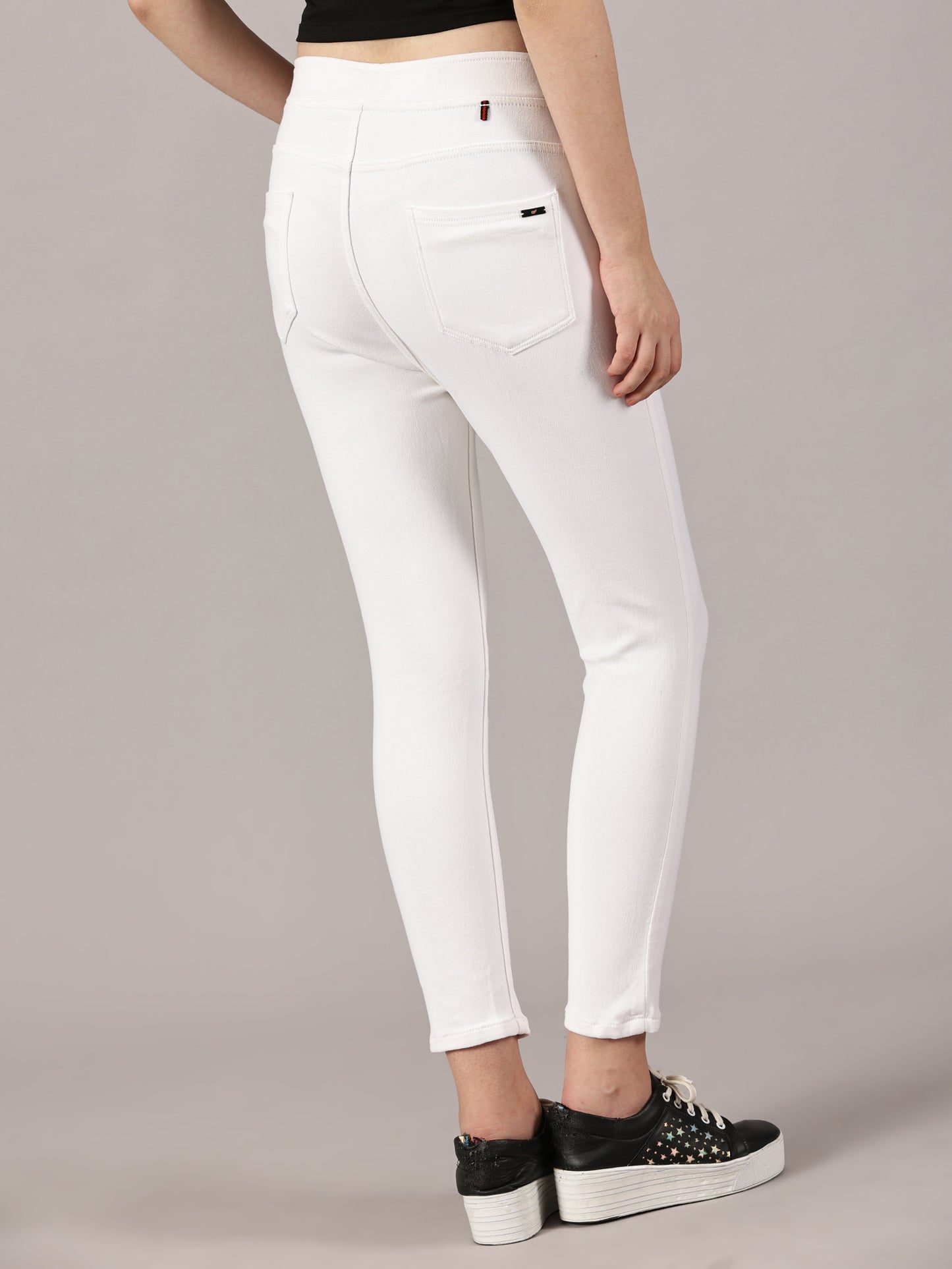 White Denim Super Stretchable Jeggings (Skinny Fit)